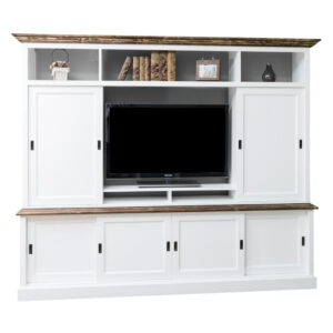 Joshua Grand Media Unit with Oak Top and Oak Crown Decorated